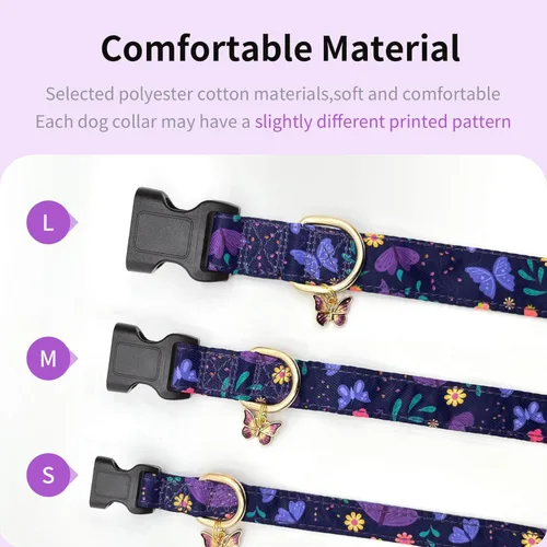 Vista 4 de Collares para perros con hebilla ajustable para perros lindos, niñas y niños, collar especial suave y elegante para mascotas con diseño de flores