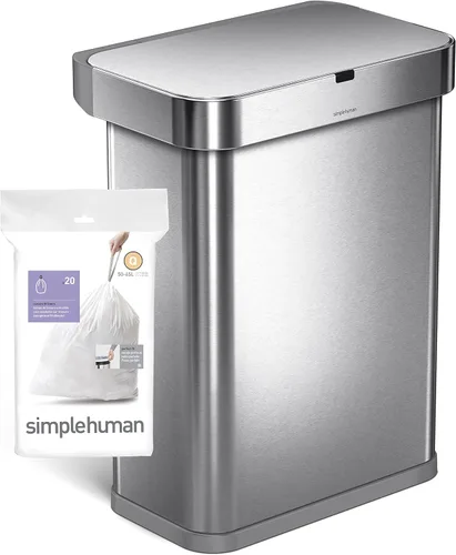 Vista 5 de simplehuman Code Q Bolsas de basura con cordón de ajuste personalizadas en paquetes con dispensador, 60 unidades, 50-65 litros / 13.2-17.2 galones