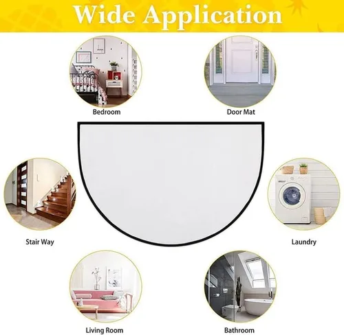 Vista 5 de Alfombra de baño semicircular de limones mediterráneos para entrada al aire libre, para entrada interior y exterior, 18 x 30 pulgadas, resistente al