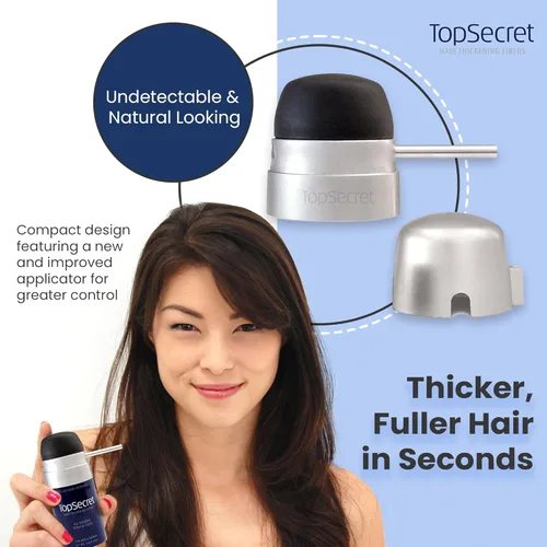 Vista 2 de Top Secret Aplicador de fibras de construcción para engrosar el cabello incluido, relleno de cabello natural e indetectable para hombres y mujeres