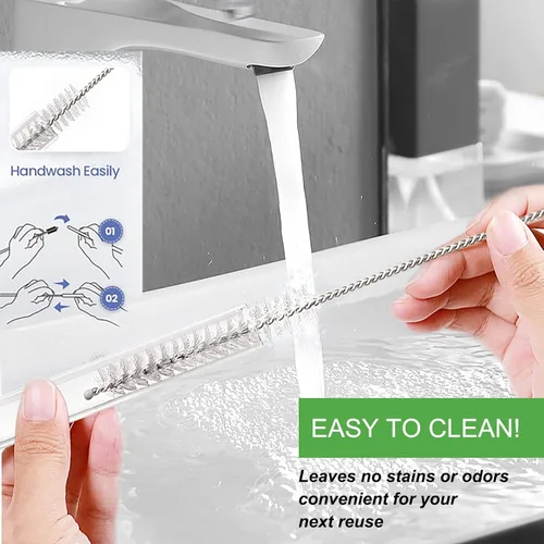 Vista 5 de Pajita de Repuesto Compatible con Vasos Stanley de 40 oz, 4 Piezas Pajitas Reutilizables con Cepillo de Limpieza, Pajita Larga de Vidrio para Rosa