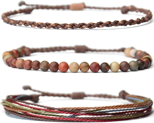 Vista 19 de Pulsera curativa hecha a mano con cuentas de piedra natural, regalo para hombres, pulsera de cuerda ajustable