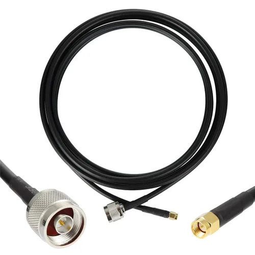 Vista 9 de GEMEK Cable N macho a SMA macho de 1 pie, 2 unidades, cable SMA a N de 50 ohmios, cable coaxial KMR240 de pérdida ultra baja para enrutador WiFi