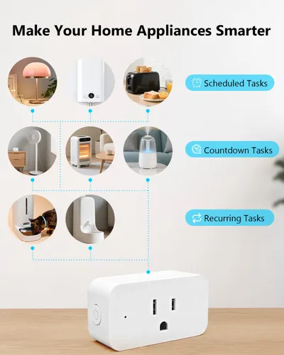 Vista 3 de DAYBETTER Enchufe inteligente Max 15A/1800W, compatible con Alexa y Google Home, no requiere concentrador, configuración Bluetooth y WiFi de 2.4