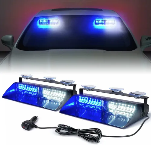 Vista 12 de Xprite luces estroboscópicas de emergencia de 2×11 pulgadas de alta intensidad color ámbar y verde con 32 LED para tablero e interior de parabrisas