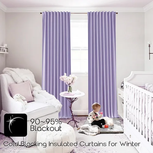 Vista 87 de SHINELAND Cortinas opacas de arándano borgoña de 102 pulgadas de largo, juego de 2 paneles para puerta corrediza de cristal, sala de estar, cortinas