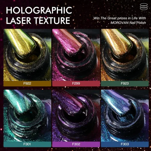 Vista 3 de Morovan Juego de Esmalte de Uñas: Esmalte de Uñas Holográfico Metálico de Laca en Aerosol Seco al Aire Paquete Regular de Esmalte de Uñas 7.6ml
