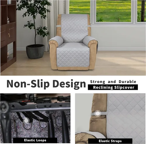 Vista 324 de Easy-Going - Funda reversible para sofá reclinable, resistente al agua, protector de muebles con correas elásticas, para mascotas y niños