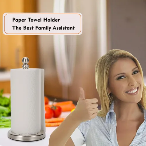 Vista 5 de Fatizon Soporte para toallas de papel, soporte resistente para toallas de papel, soporte para rollos de papel para Kichen (níquel cepillado)