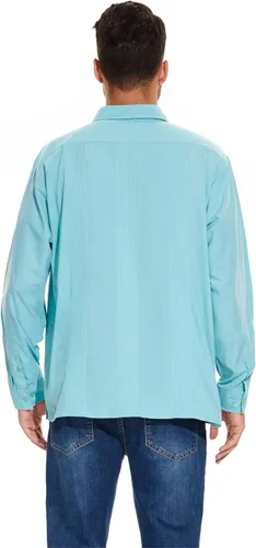 Vista 4 de MAXJON Camisas de manga larga Guayabera para hombre camisas cubanas