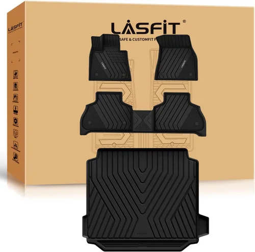 Vista 12 de LASFIT - Tapetes de suelo y maletero de auto, ajuste personalizado, de TPE, para todo tipo de clima, impermeable, juego completo, negros