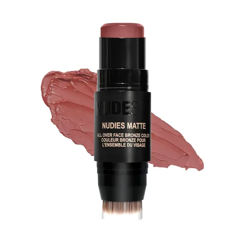 Vista 13 de Nudestix Nudies Bronze All Over Matte Bronzing Stick – 3-in-1 Cream Bronzer for Cheeks, Eyes & Lips with Built-In Brush Natural Contour & Sunkissed