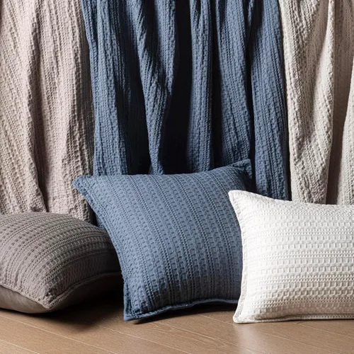 Vista 6 de Foindtower Juego de 2 fundas de almohada decorativas de algodón con tejido de gofre, fundas de cojín europeas para cama, sofá, dormitorio, sala