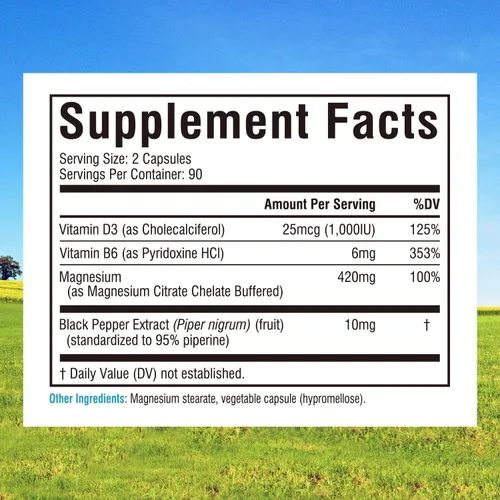 Vista 2 de Innate Vitality Citrato de magnesio, suplemento de magnesio quelado, con vitamina D3, B6, extracto de pimienta negra, absorción mejorada, digestión