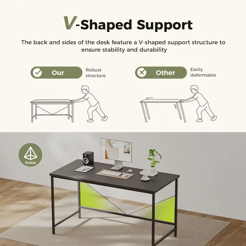 Vista 3 de Mericonia Escritorio para computadora, escritorio de juegos para espacios pequeños, mesa de estilo moderno y simple para oficina en casa, mesa