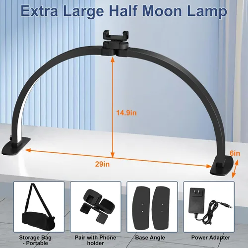 Vista 4 de iVict Luz de Media Luna para Mesa de Uñas, Lámpara Técnica de 29 Pulgadas 40W con Soporte para Teléfono, 10 Niveles de Brillo Ajustables, Lámpara