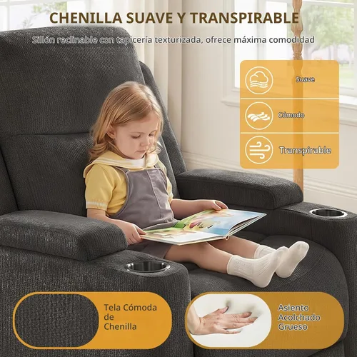 Vista 5 de Silla mecedora Power Nursery Glider, cómoda chenilla gris Gris oscuro