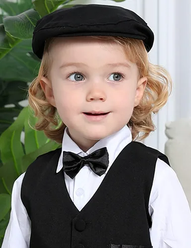 Vista 4 de A&J DESIGN Gorra de Conductor Vintage para Bebés Niños, Sombrero Plano Ivy Negro-1