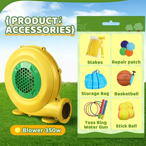 Vista 7 de INFLATEFLY Casa de Rebote Inflable, Castillo Hinchable de Alpaca con Tobogán para Niños y Bebés, Casa de Rebote Inflable con Soplador, Pozo