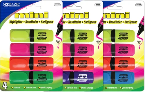 BAZIC Products Mini resaltador con clip de bolsillo, juego de resaltadores de punta de cincel de colores surtidos, bolígrafo resaltador estilo