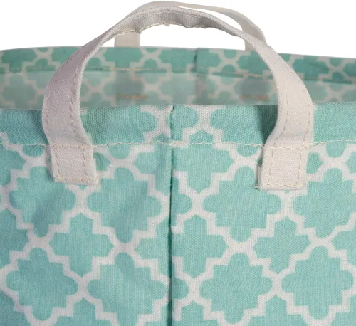 Vista 4 de DII Laundy Collection, cubo plegable recubierto de polietileno, celosía aguamarina, cesta para la ropa sucia