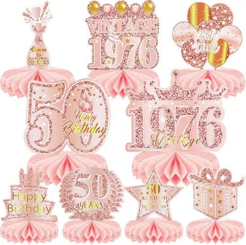 Vista 11 de 9 piezas de decoración de 40 cumpleaños para hombres y mujeres, decoraciones de mesa de feliz cumpleaños 40, decoraciones de mesa de cumpleaños