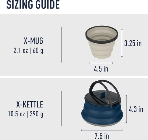 Vista 5 de Sea to Summit X-Pot - Juego de tetera y taza plegables para mochileros y campamentos