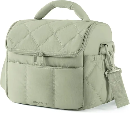 Vista 22 de BAGSMART Bolsa de Almuerzo para Mujeres, Lonchera Aislada de Doble Cubierta, Bolsa de Almuerzo Acolchada Tipo Puffer, a Prueba de Fugas, Duradera