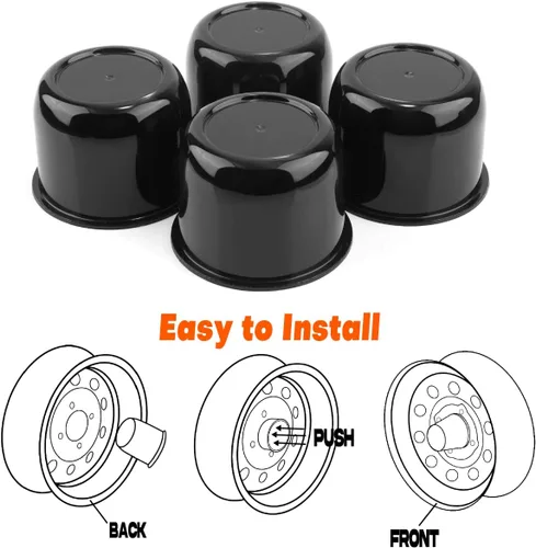 Vista 5 de 4 piezas de 3.03 pulgadas para tapas centrales de rueda de carreras de soldadura, tapas centrales negras para llantas de 3.03 pulgadas, compatibles