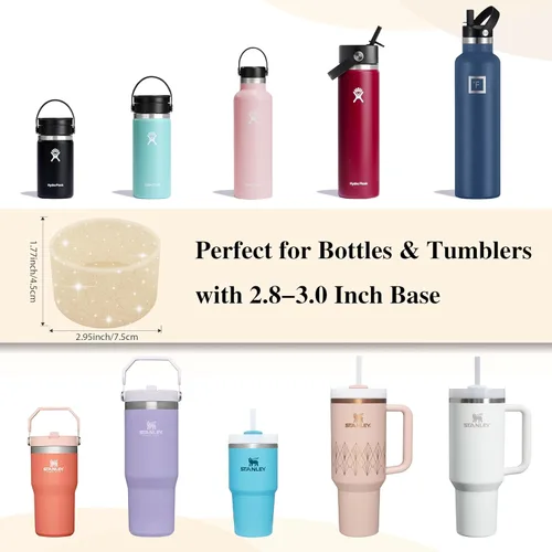 Vista 2 de Paquete de 2 botas de silicona para Stanley Cup de 30 onzas, protector inferior con purpurina para accesorios de vaso Stanley de 40 onzas, botas