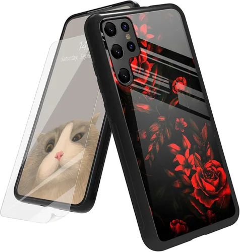 Vista 116 de Funda para Samsung Galaxy A12 5G con protector de pantalla, parte trasera de vidrio templado + TPU de silicona suave que absorbe los golpes