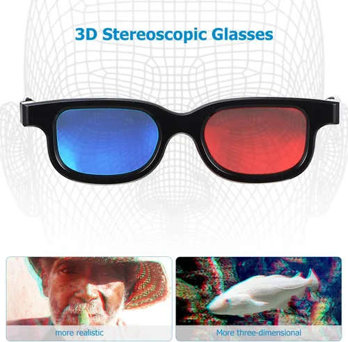 Vista 3 de Gadpiparty Gafas de juego de películas 3D, 10 unidades, rojo-azul, 3D, lentes de visión 3D, marco de plástico, lente de resina negra, compatible