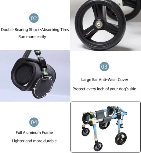 Vista 5 de Lightweight Adjustable Dog Wheelchair for Rear Legs, Dog Support Cart for Disabled Pets,fit Small to Large Breeds Mobility Aid for Hind Leg
