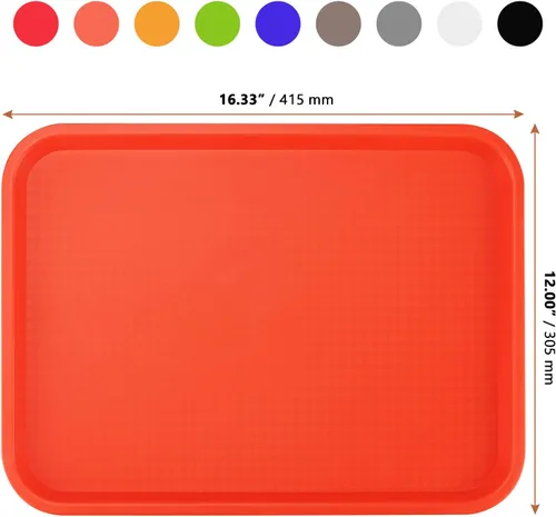 Vista 2 de LEXININ 9 bandejas de plástico de 16 x 12 pulgadas para servir comida rápida, juego de bandejas para servir restaurante, bandeja colorida