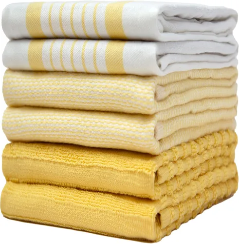 Vista 24 de Bumble - Juego de 6 paños de cocina de alta calidad de 13 x 13 pulgadas, 100 % algodón hilado en anillo natural, 11.64 oz/m², altamente absorbentes
