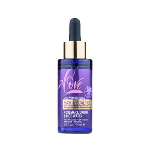 Growth Goddess - Aceite para el cabello y el cuero cabelludo, con romero, biotina, agua de arroz orgánica y aceite de ricino negro jamaicano,