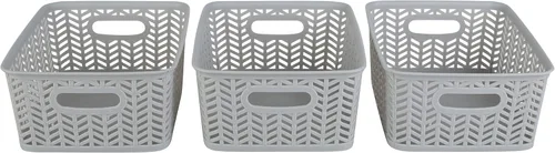 Vista 15 de Simplify - Canasta de almacenamiento pequeña con diseño de espiga, organizadora decorativa, ideal para armarios, encimeras, escritorios, cómodas