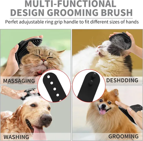 Vista 5 de Comotech 6 piezas: cepillo de baño para perros y cepillo de dientes para perros Cepillo de champú y estropajo con mango ajustable para perros