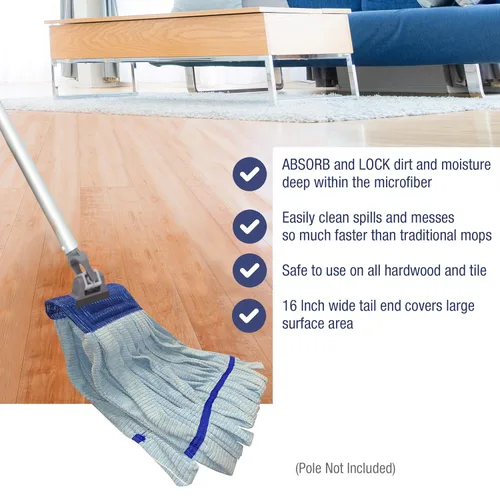 Vista 2 de CleanAide Cabezal de trapeador de tubo de microfibra súper absorbente de 400 GSM con extremos en bucle para limpieza sin rayas, duradero, secado