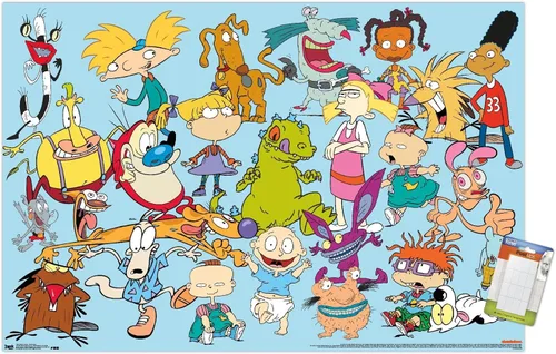 Vista 12 de Trends International Póster de pared de personajes de Nickelodeon, 14.725 x 22.375 pulgadas, versión enmarcada de madera de granero