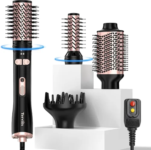 Terviiix - Cepillo de aire caliente 4 en 1, estilizador de 1000 W con 2 cepillos redondos giratorios | Volumizing Blowout Styler to Finish