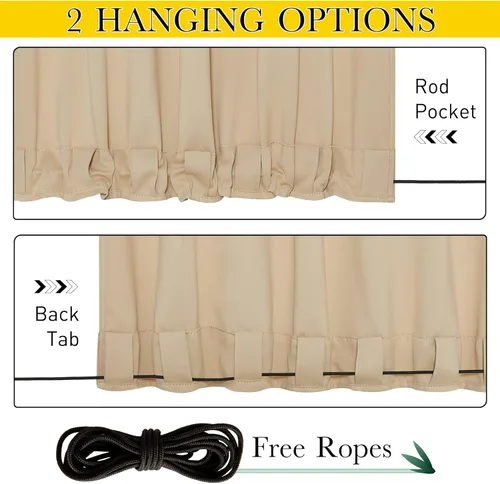 Vista 5 de NICETOWN - Cortinas opacas, impermeables, ojales resistentes al viento, pestaña trasera en la parte superior e inferior, bloqueo solar y cuerda