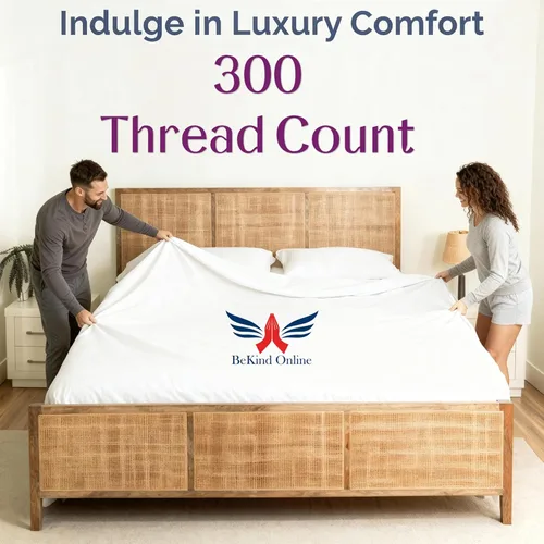 Vista 4 de Alberta King Percale Sheets Set 100% Organic Long Staple Percal Cotton, 300 Thread Count, Oversized 96 x 96 with 12 Deep Pockets, Soft, Crisp &