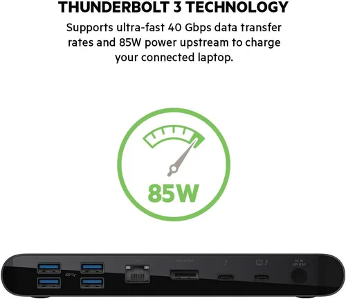 Vista 7 de Belkin Thunderbolt 3 Dock Pro con cable Thunderbolt 3 - Hub USB-C - Estación de acoplamiento USB-C para MacOS y Windows, 4K dual a 60Hz, velocidad