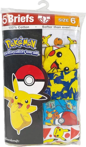 Vista 3 de Ropa interior hecha a mano diseño Pokemon para niño (paquete de 5)., 8, Asst