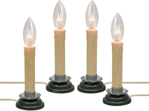 Vista 8 de GOOTHY Lámparas de Velas Eléctricas Country de 3 Pulgadas, Lámpara de Vela Eléctrica de Ventana de Navidad Enchufable con Base de Hierro Negro