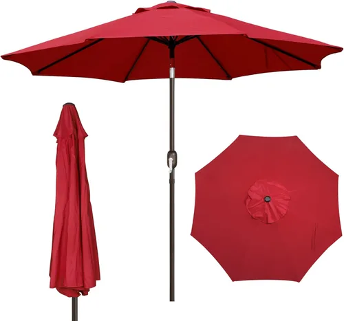 Vista 13 de Blissun - Sombrilla de aluminio para patio al aire libre de 9 pies, sombrilla de mesa para exteriores, sombrilla de jardín, sombrilla de mercado