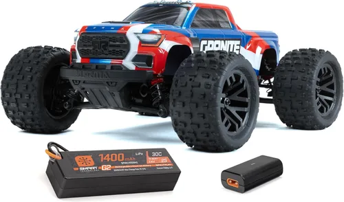 ARRMA Camión RC 1/18 Granite GROM MEGA 380 cepillado 4X4 Monster Truck RTR con batería y cargador, azul, ARA2102T1