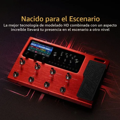 Vista 2 de Valeton GP-200R - Procesador Multi-Efectos Pedal Multi-Efectos para Guitarra Bajo con Pedal de Expresión, FX Loop, MIDI I/O, Modelado