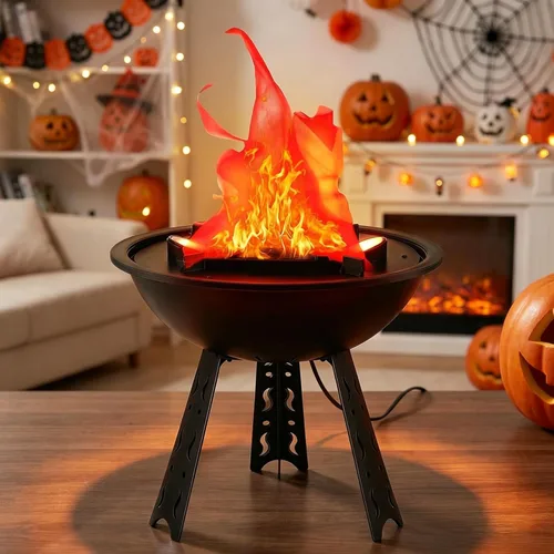 Vista 3 de Lámpara de Fuego Falso 3D LED - Lámpara de Mesa Eléctrica Artificial de 110V Efecto de Fogata Efecto de Luz Realista Suministros para Halloween